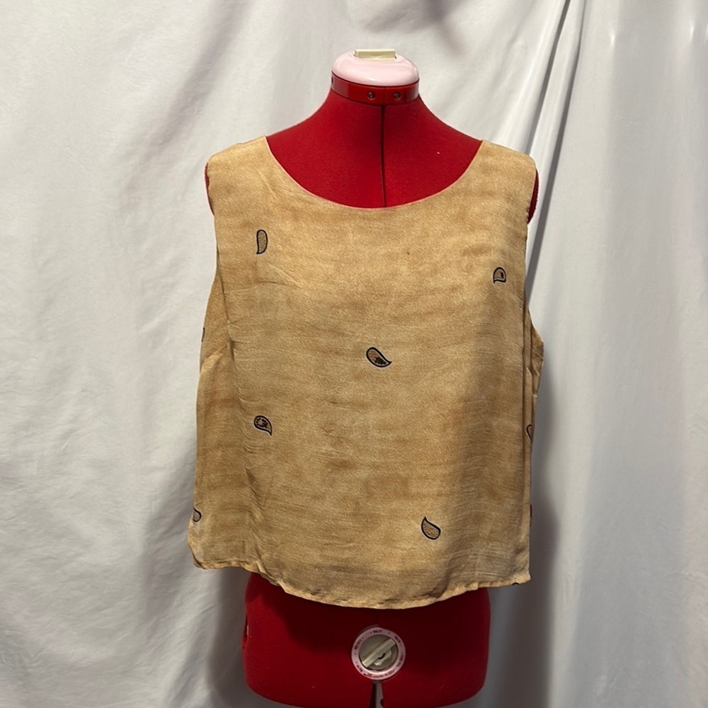 Jessica Tan and Cream Boxy Tank Top LL161